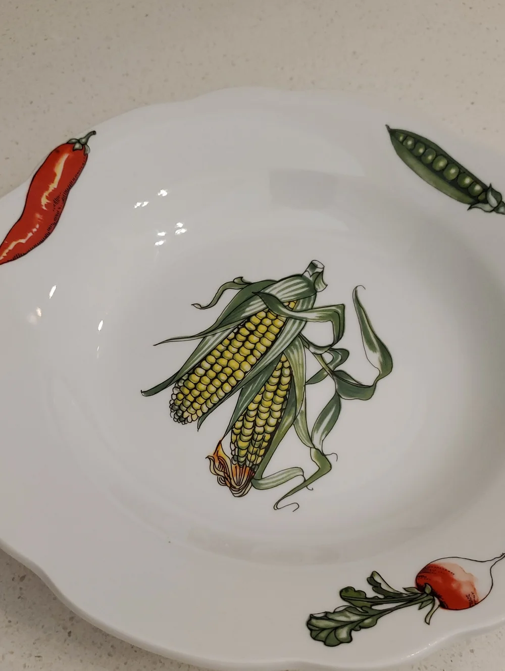 BIA Cordon Bleu Veggie Scalloped Porcelain Soup Dish Corn on Cob